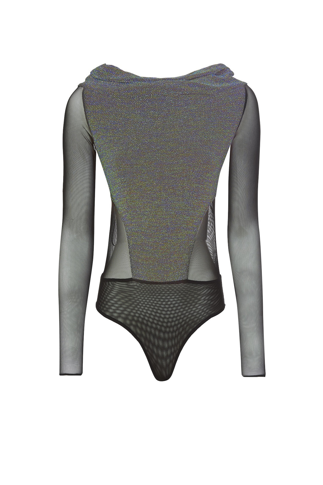 Body in jersey lurex con scollatura a barca