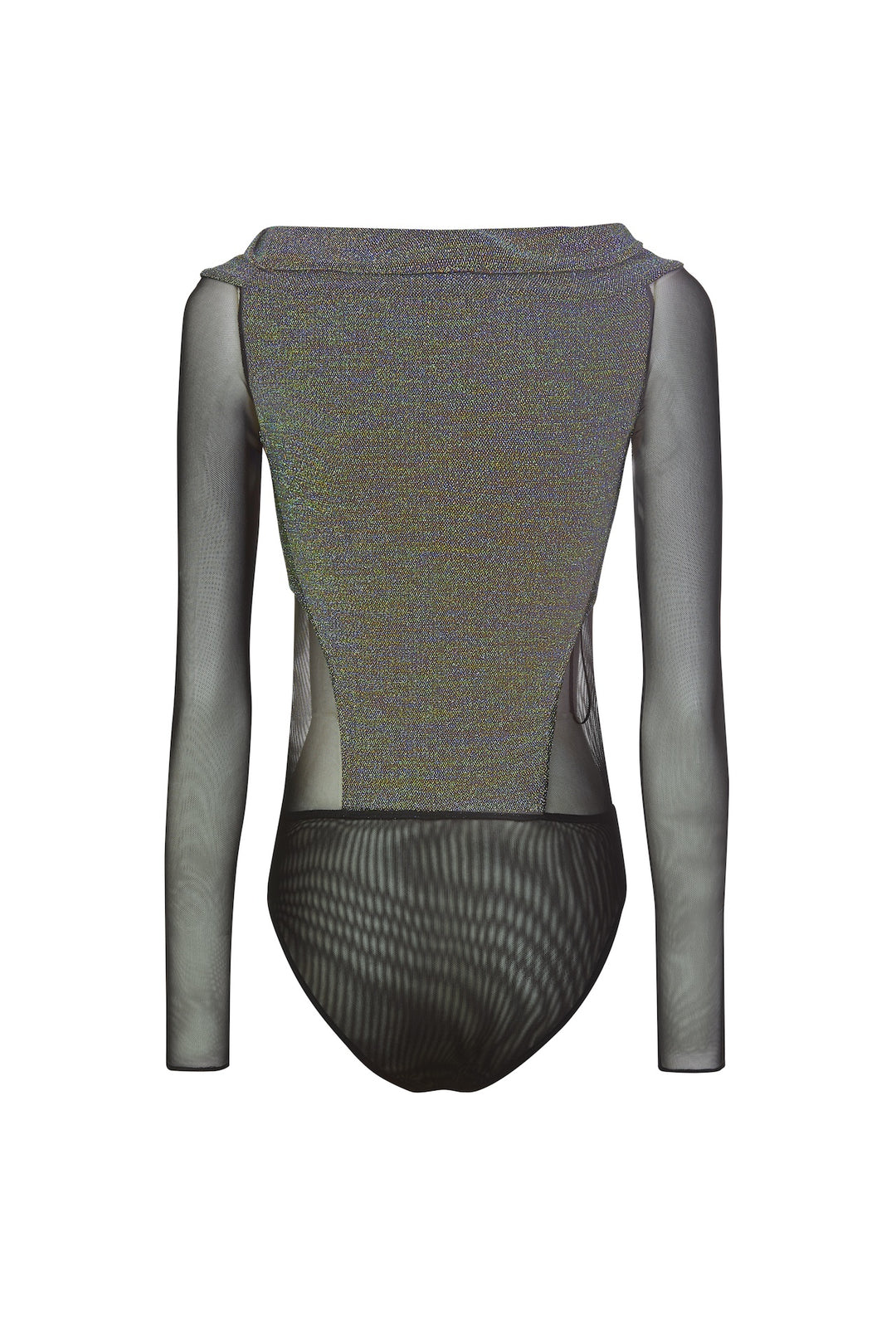 Body in jersey lurex con scollatura a barca