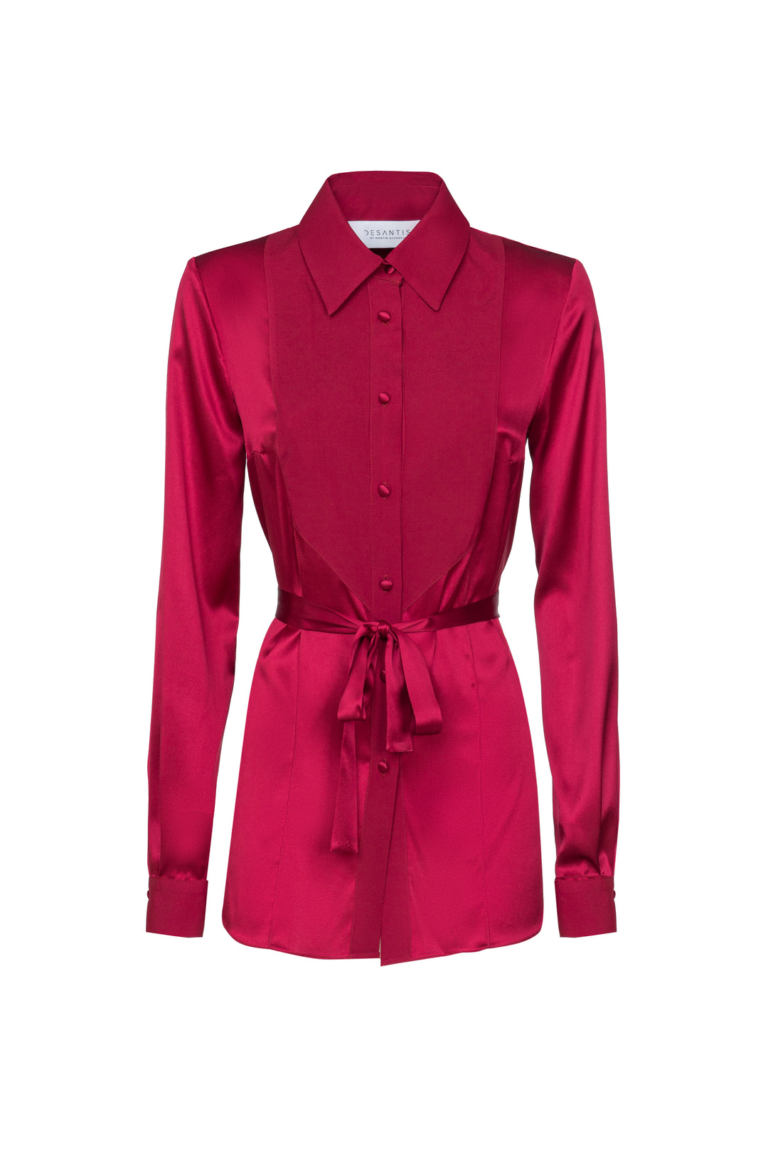 Camicia in seta satin con bavero in contrasto