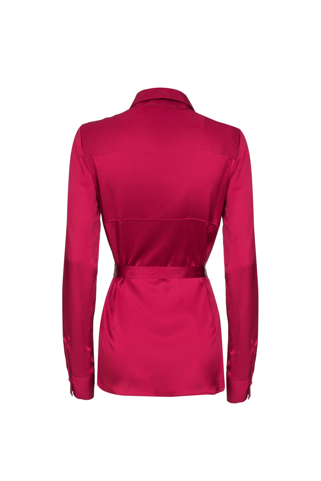 Camicia in seta satin con bavero in contrasto