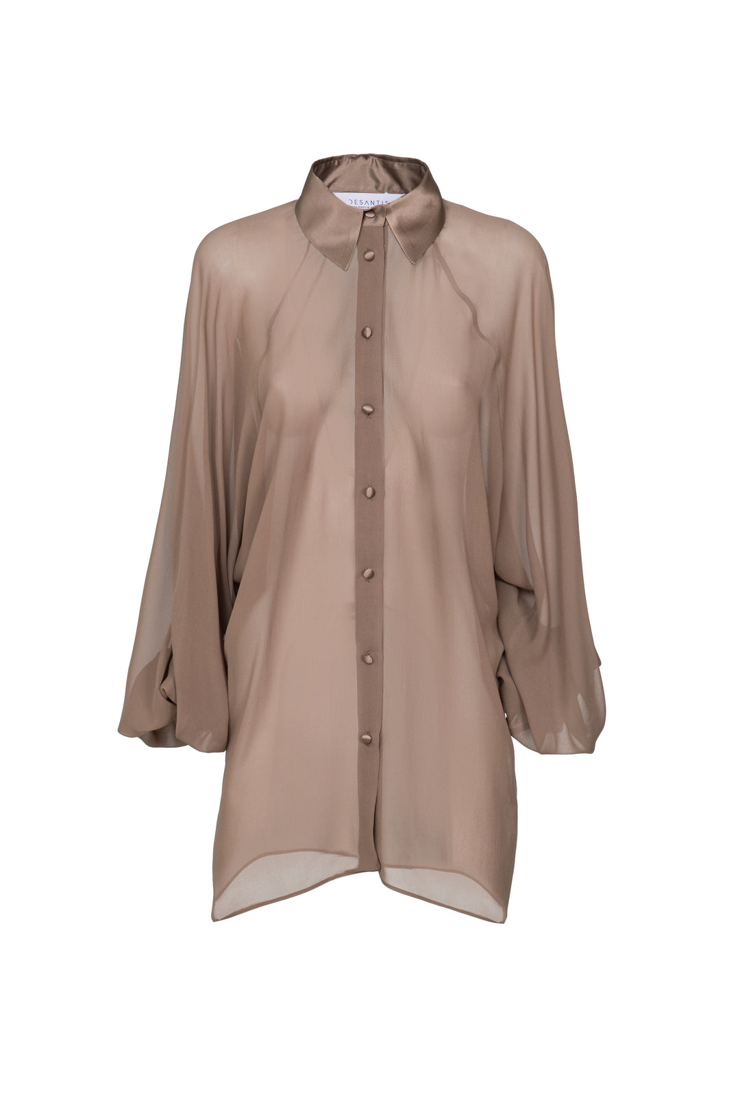 Camicia in georgette in seta con maniche a arricciate
