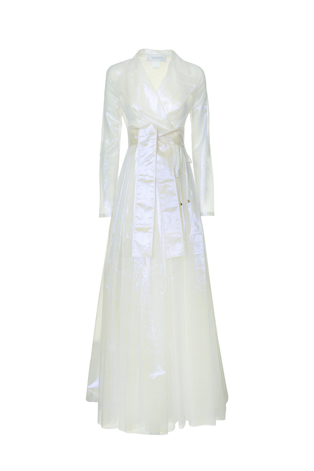 Abito lungo in organza cangiante