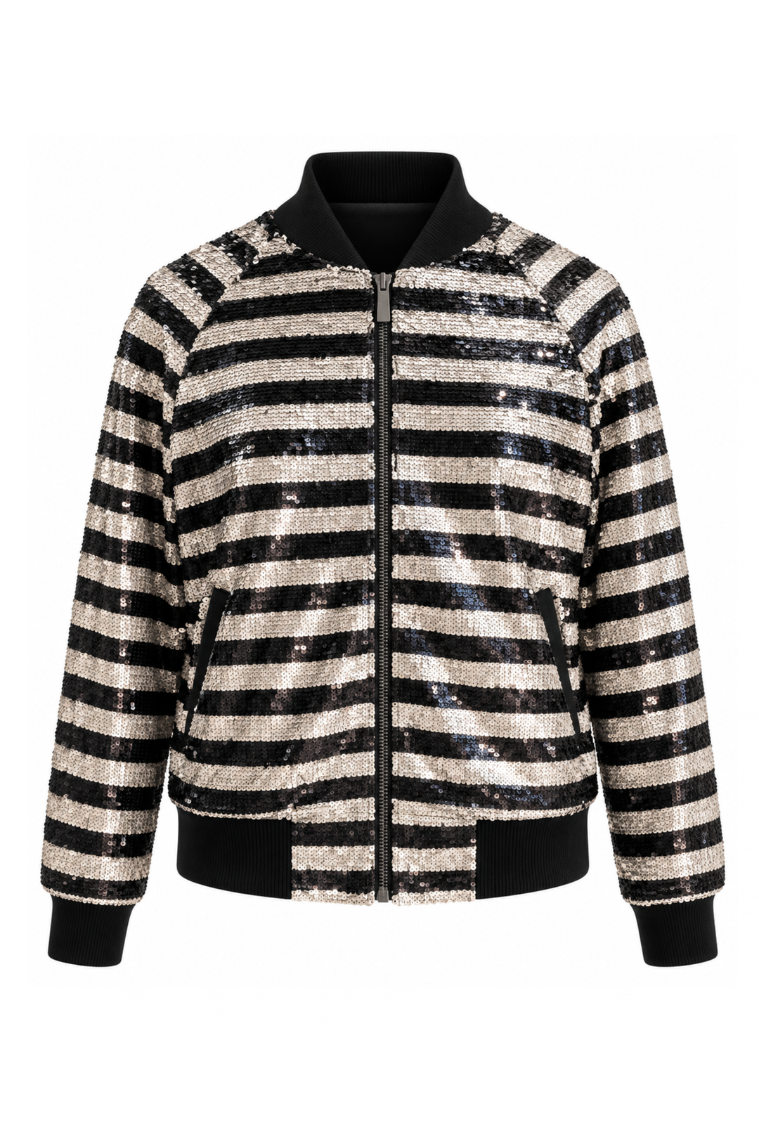 Two-Tone Sequin Bomber Jacket