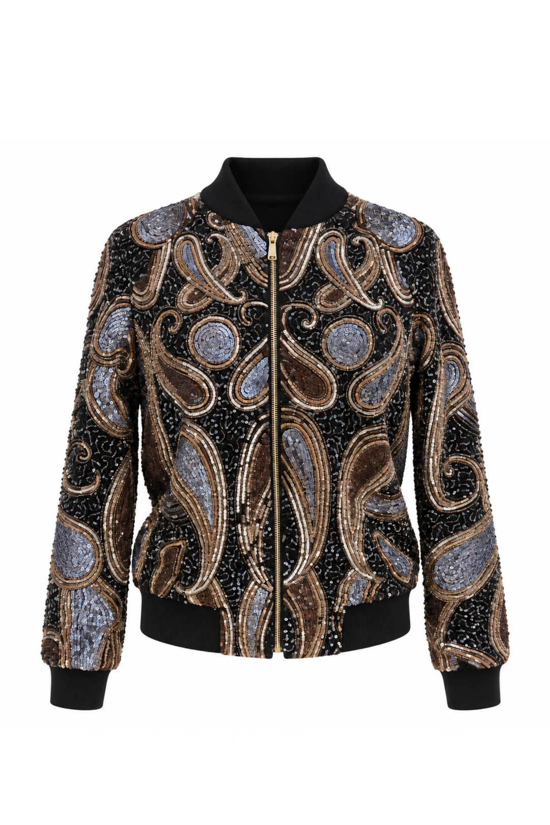 Embellished Paisley Bomber Jacket