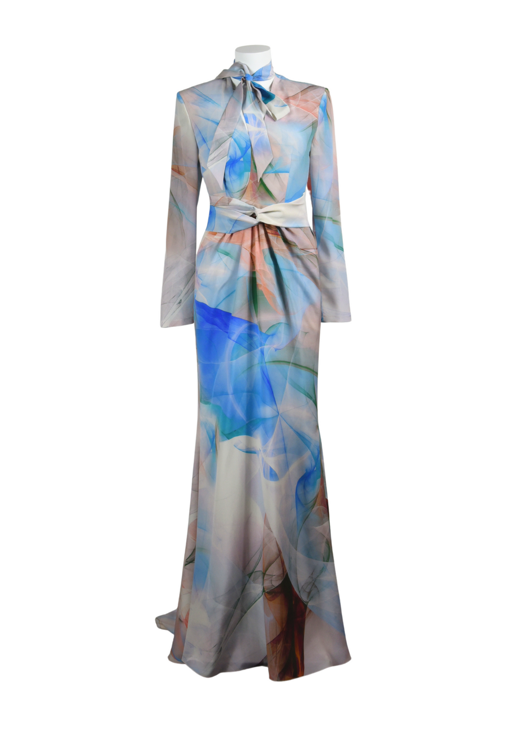 Long Printed Silk Dress