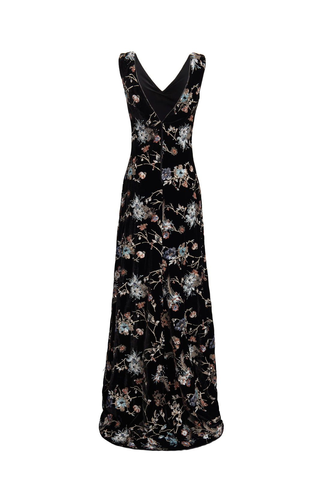 Embroidered Velvet Maxi Dress