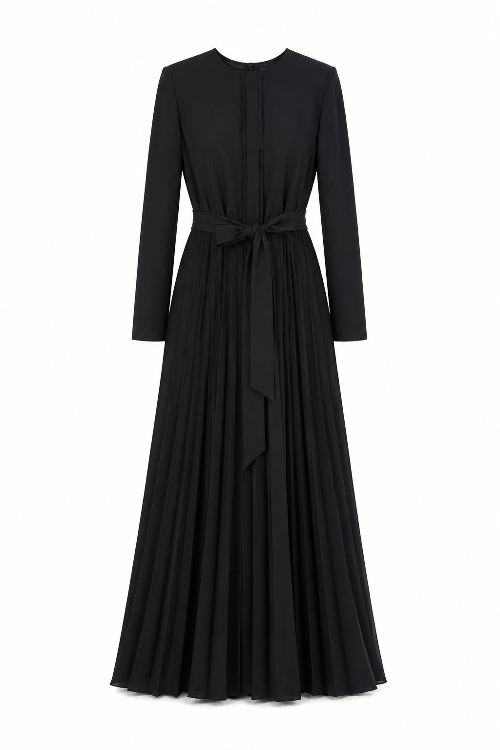 Pleated Belted Maxi Dress