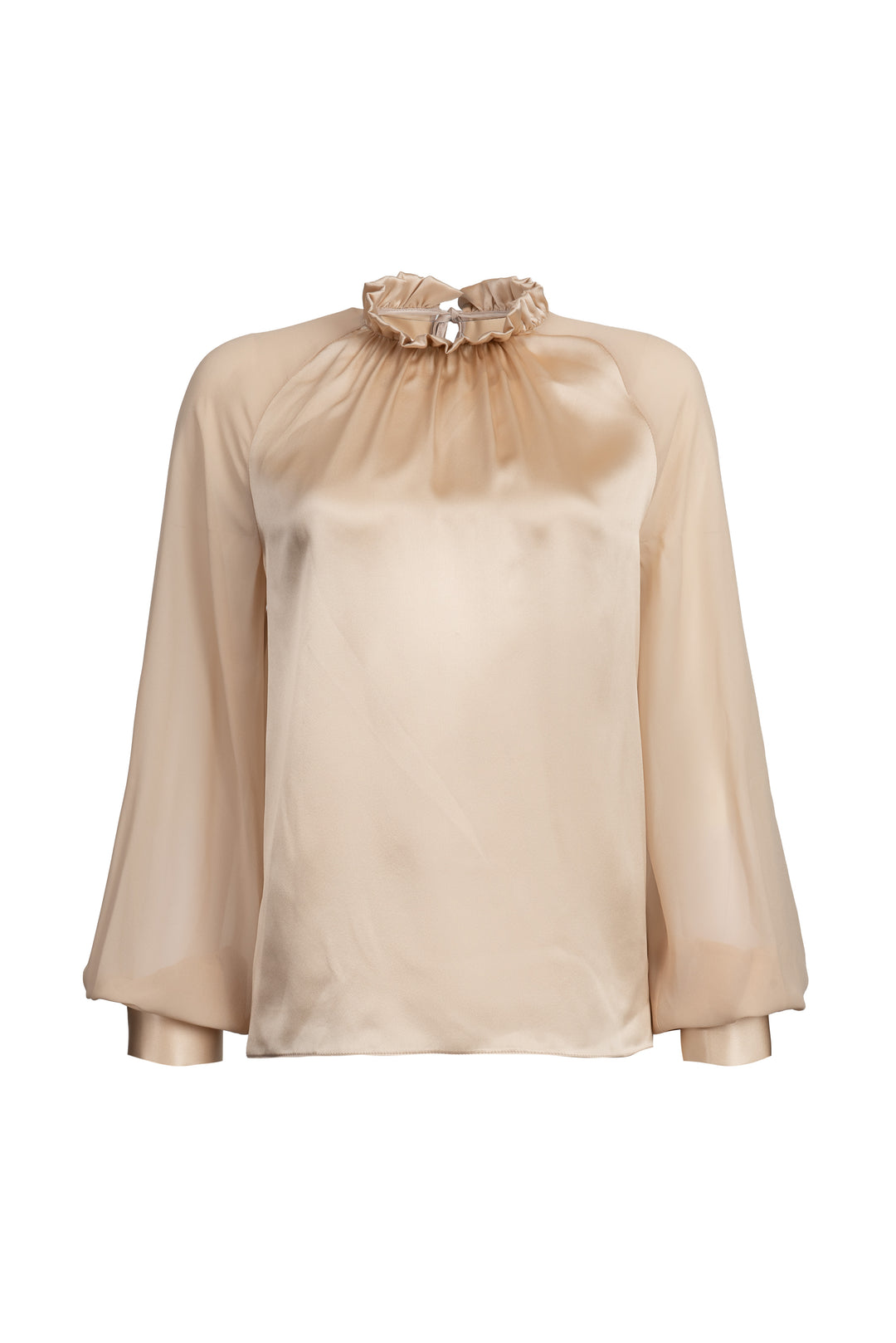 Silk Blouse with Ruffled Neckline