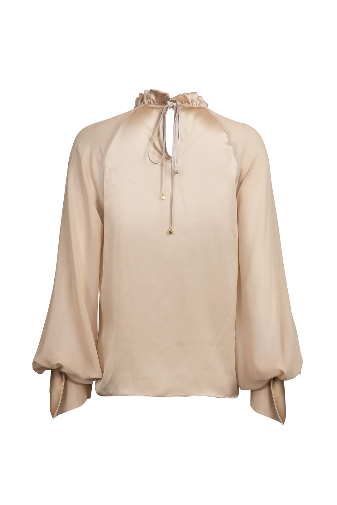 Silk Blouse with Ruffled Neckline