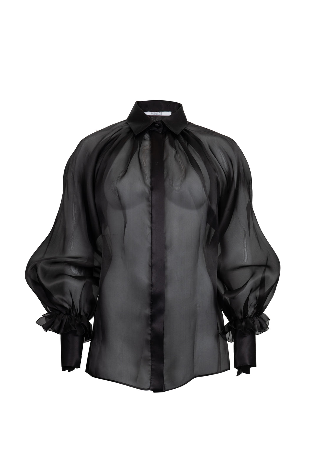 Sheer Silk Blouse with Voluminous Sleeves