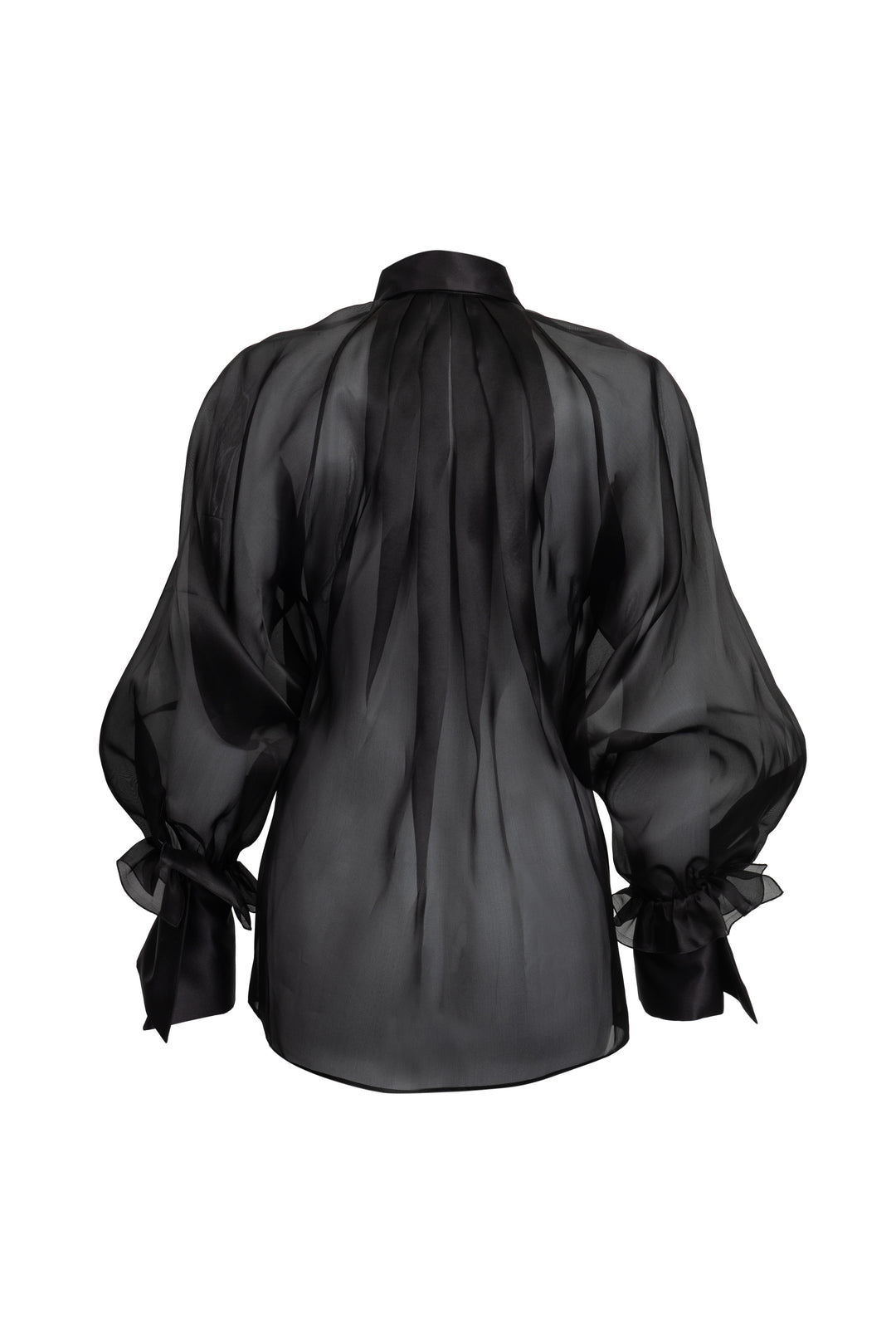 Sheer Silk Blouse with Voluminous Sleeves