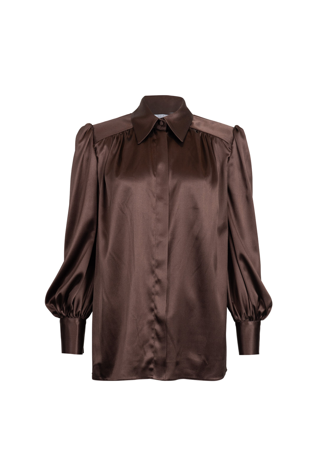 Silk Blouse with Gathered Shoulders