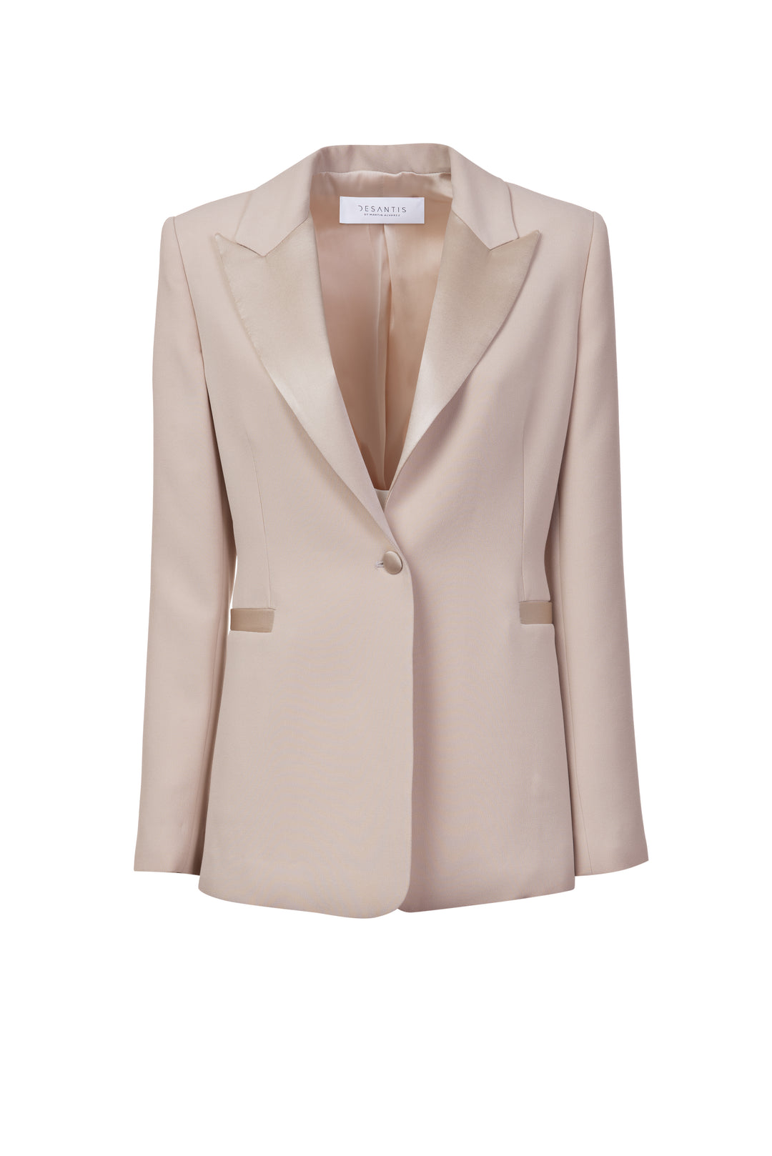 Beige Acetate Blend Jacket with Silk Detailing