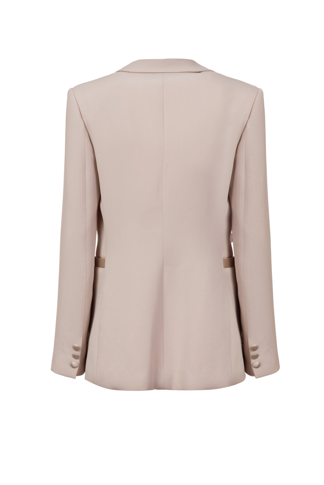 Beige Acetate Blend Jacket with Silk Detailing