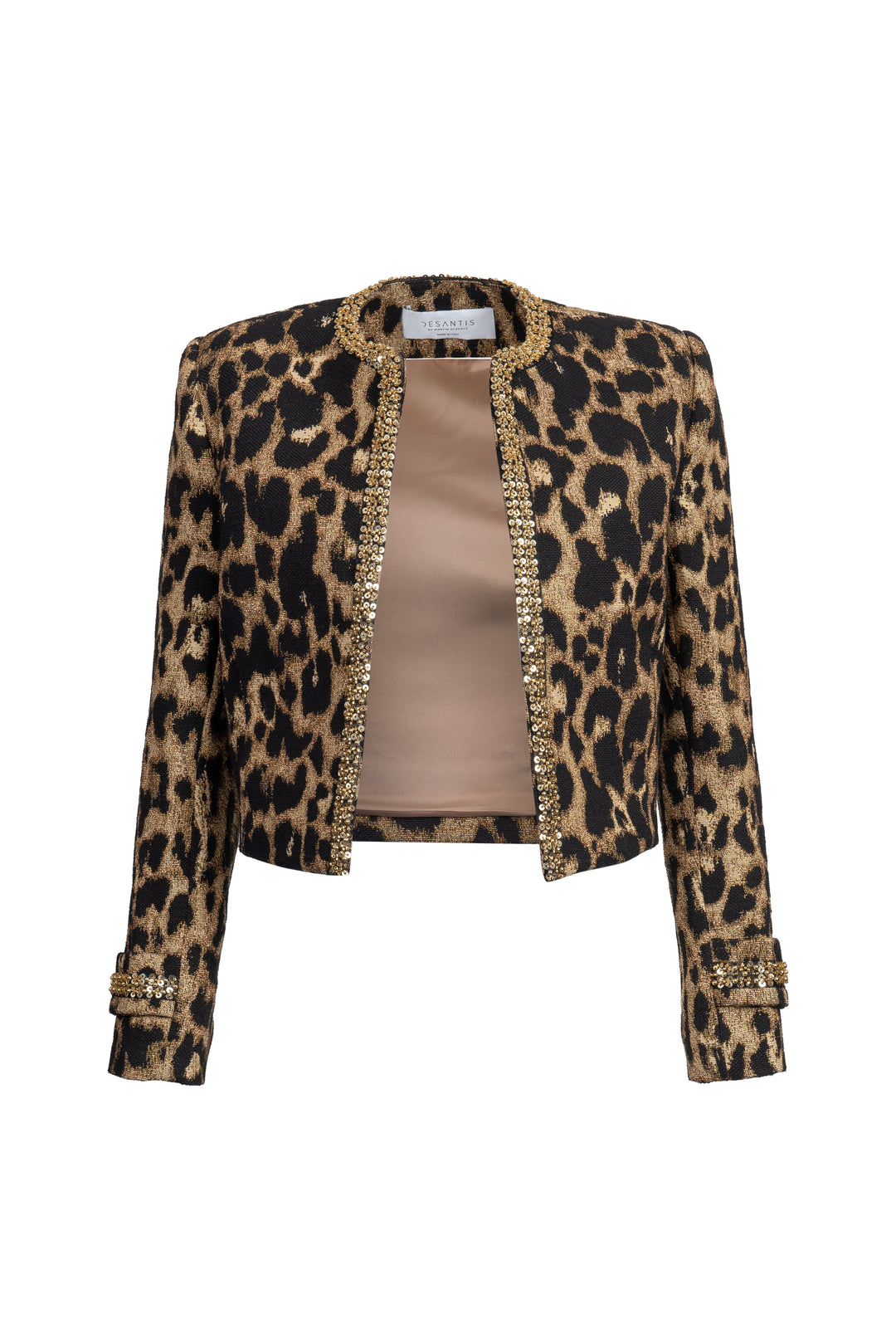 Leopard Jacquard Cropped Jacket