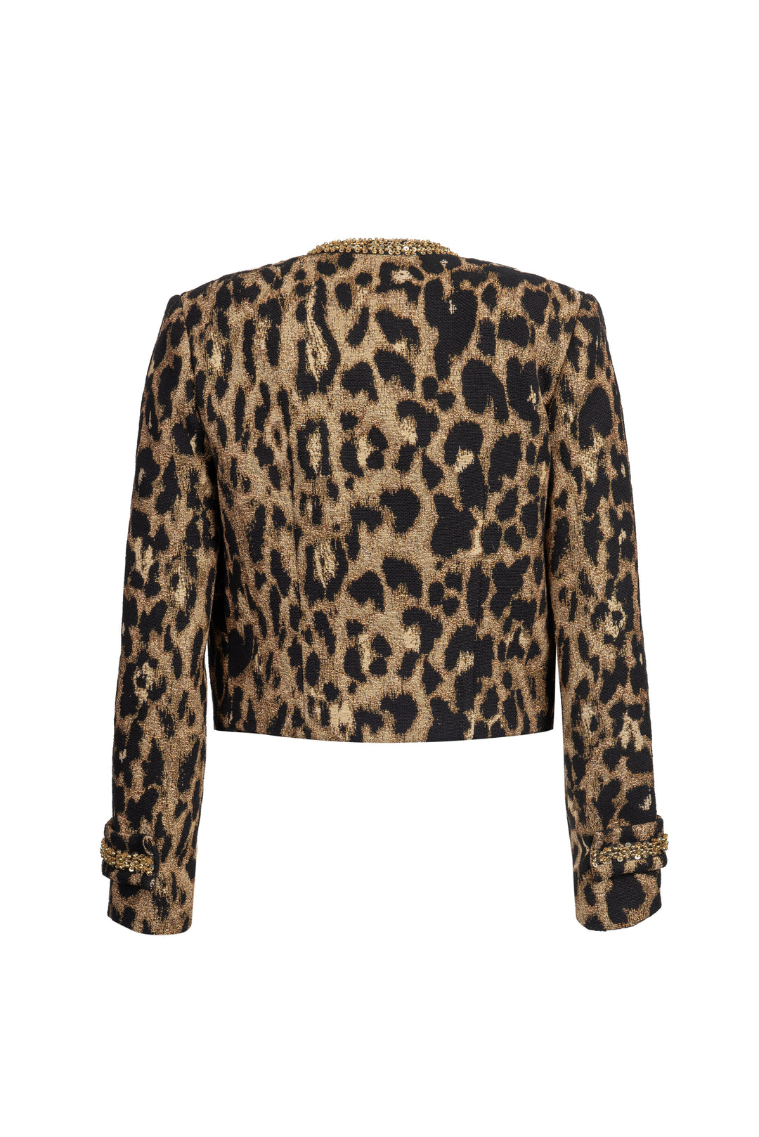 Leopard Jacquard Cropped Jacket