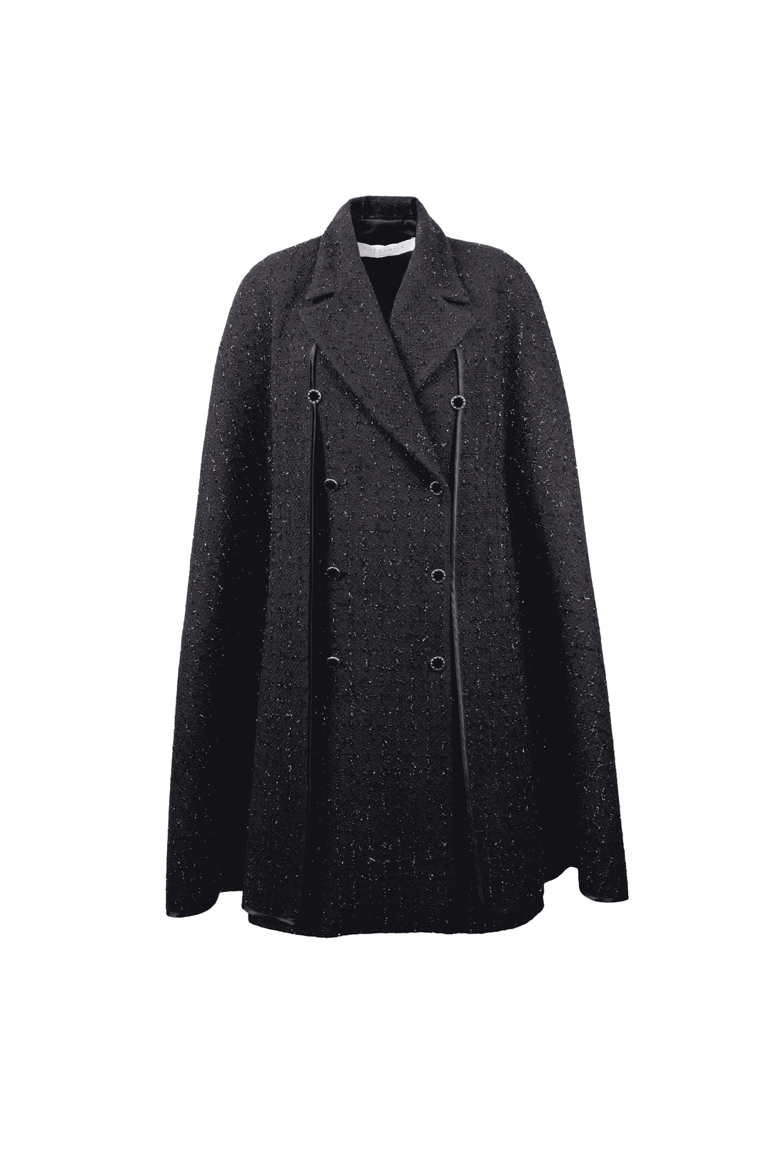 Black Lurex Double-Breasted Cape