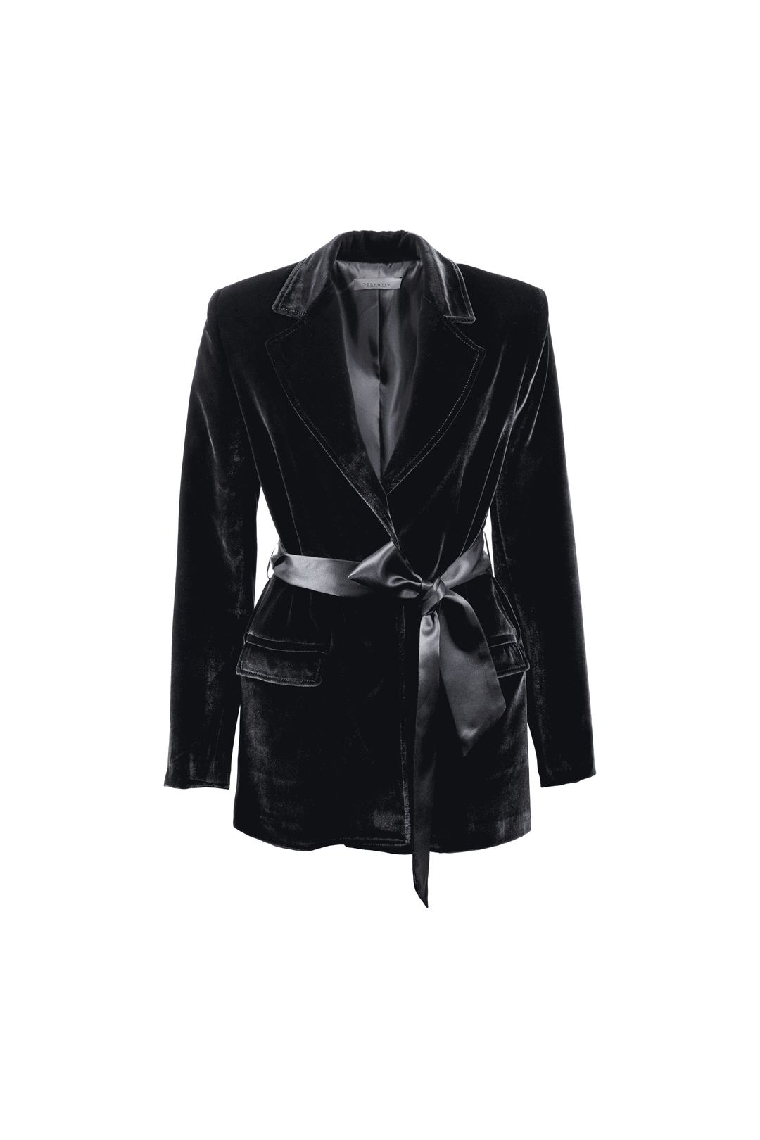 Silk-Blend Velvet Belted Blazer