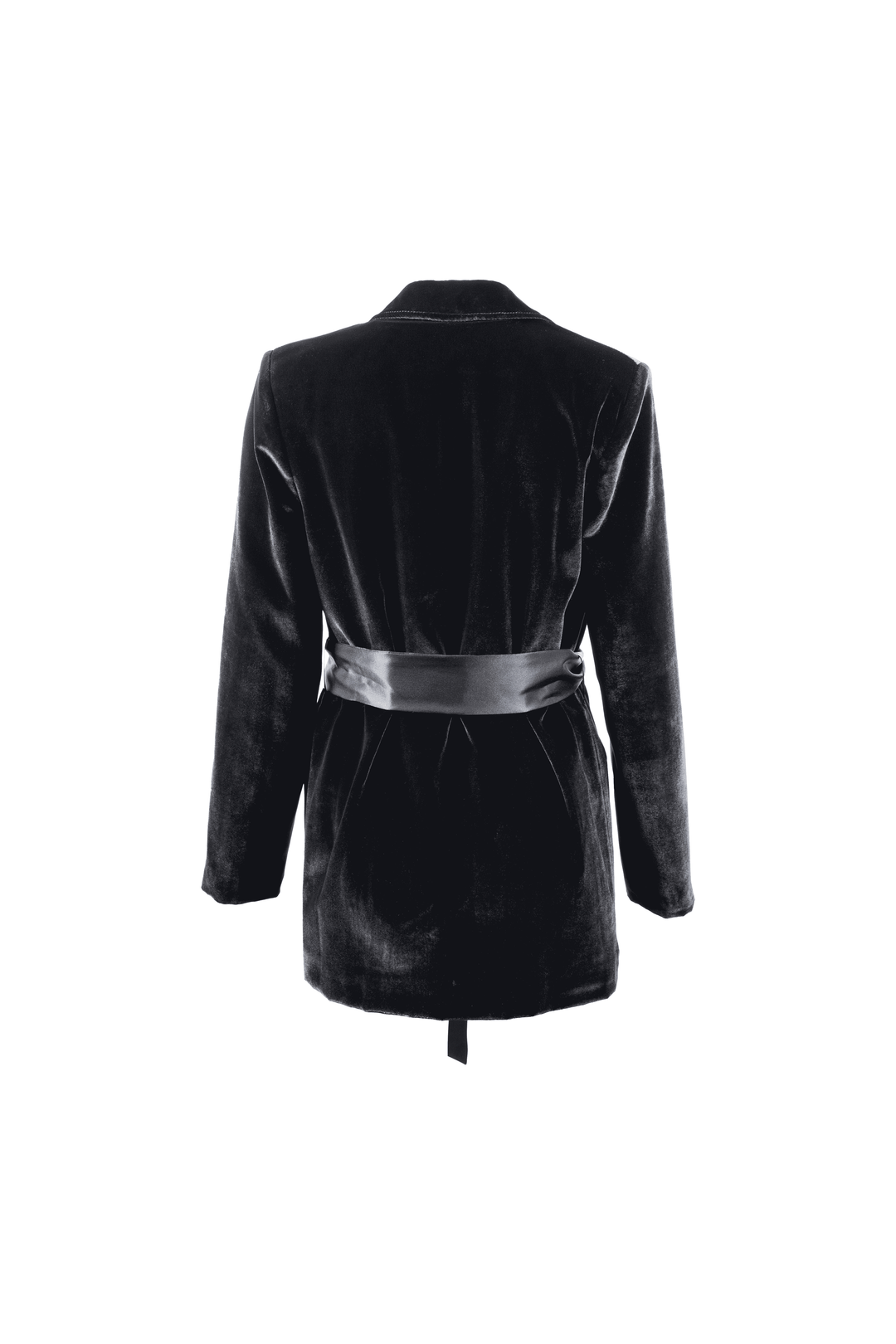 Silk-Blend Velvet Belted Blazer