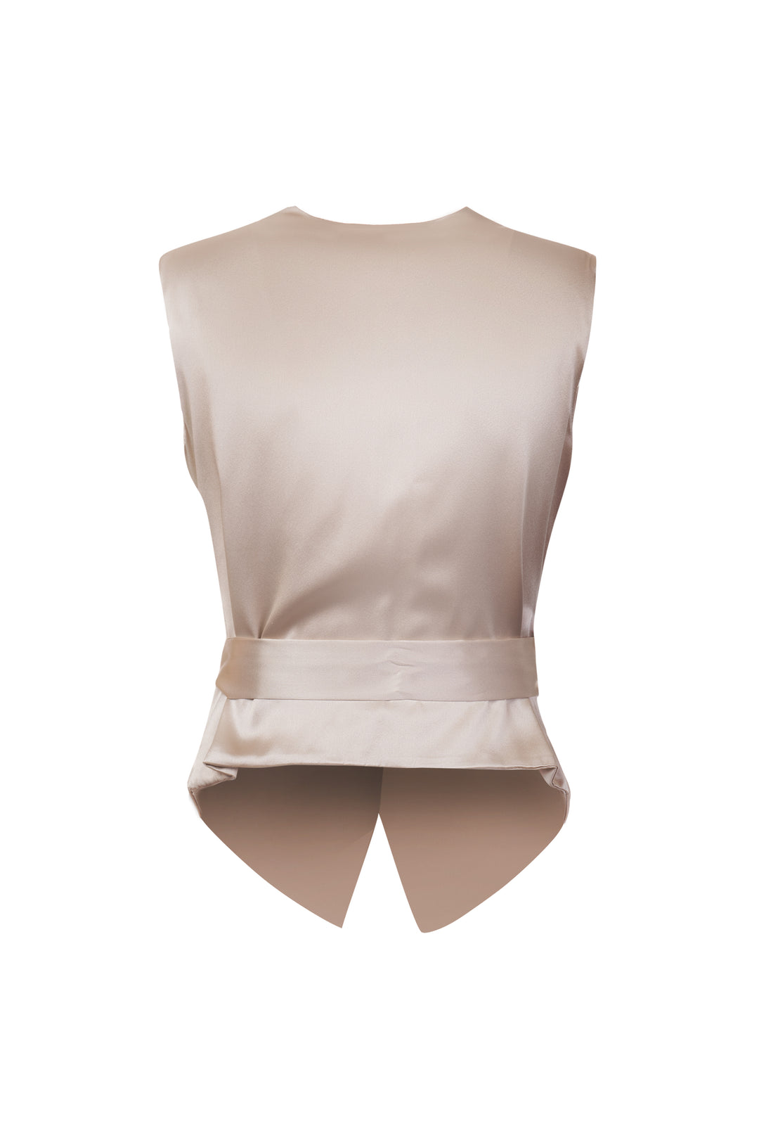 Beige Silk-Detail Vest