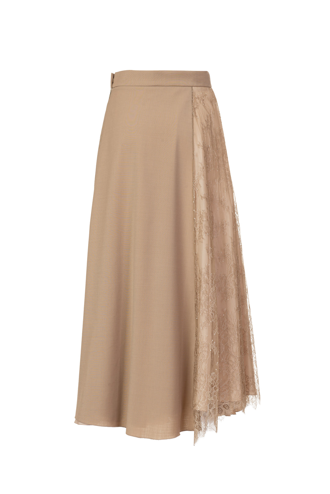 Beige Tailored Skirt with Nylon Detailing