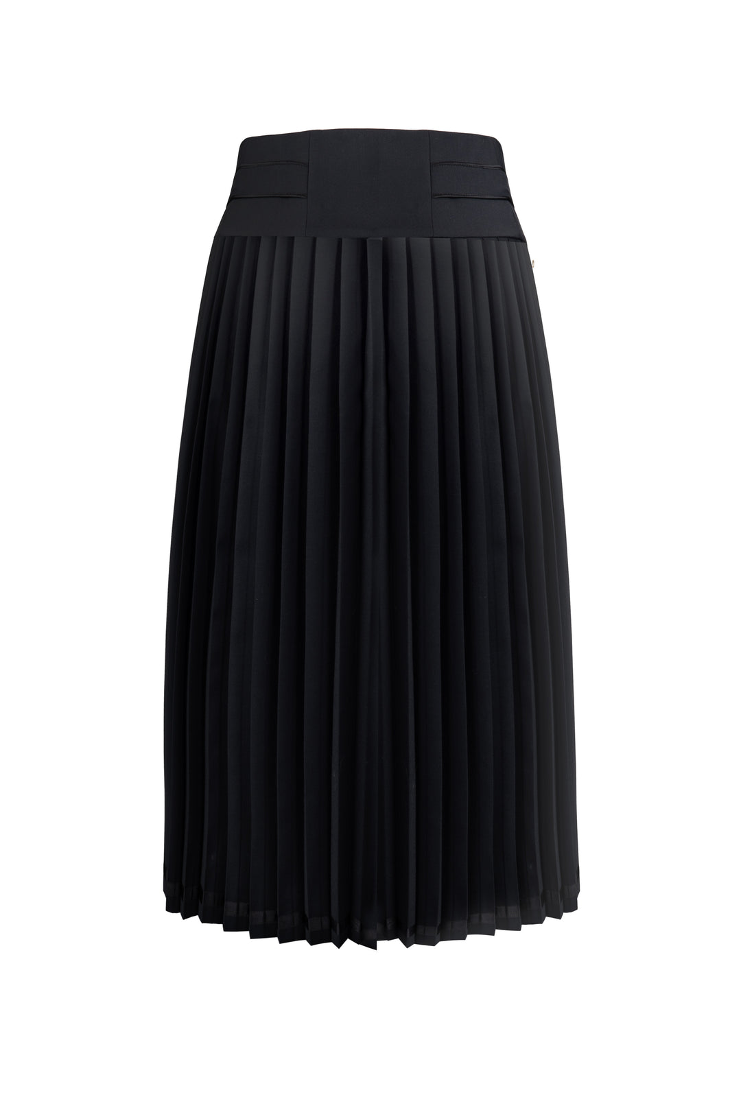 Black Pleated Wool-Blend Midi Skirt