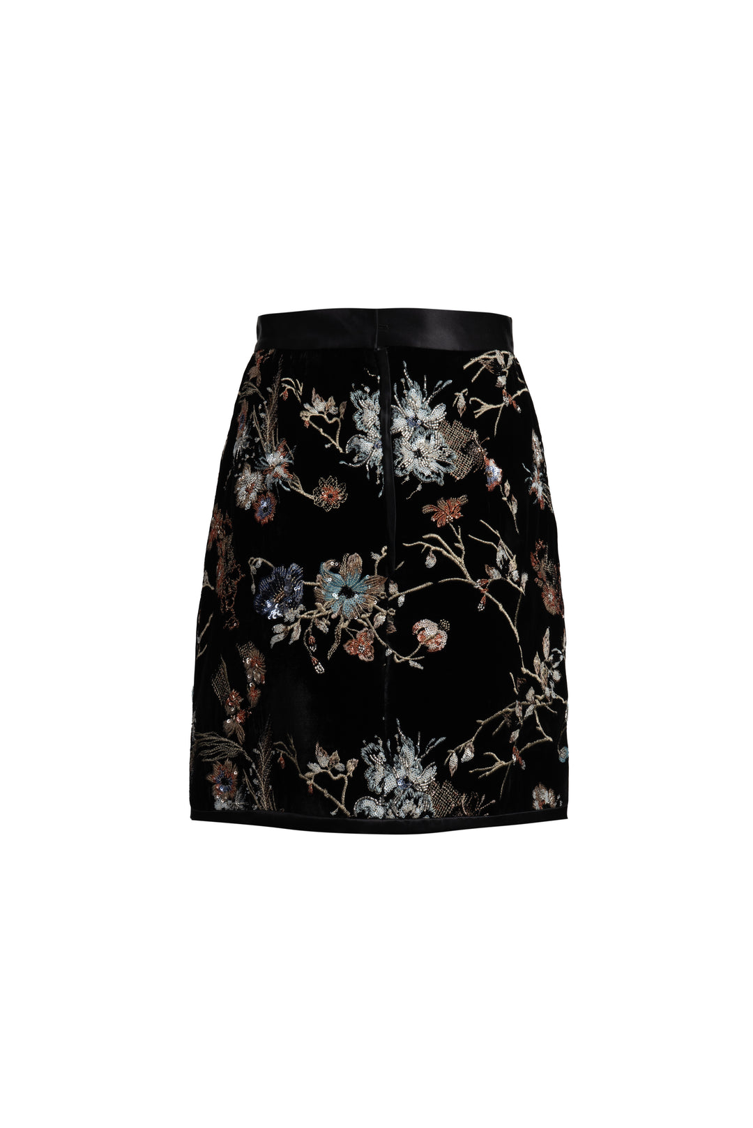 Embroidered Velvet Mini Skirt