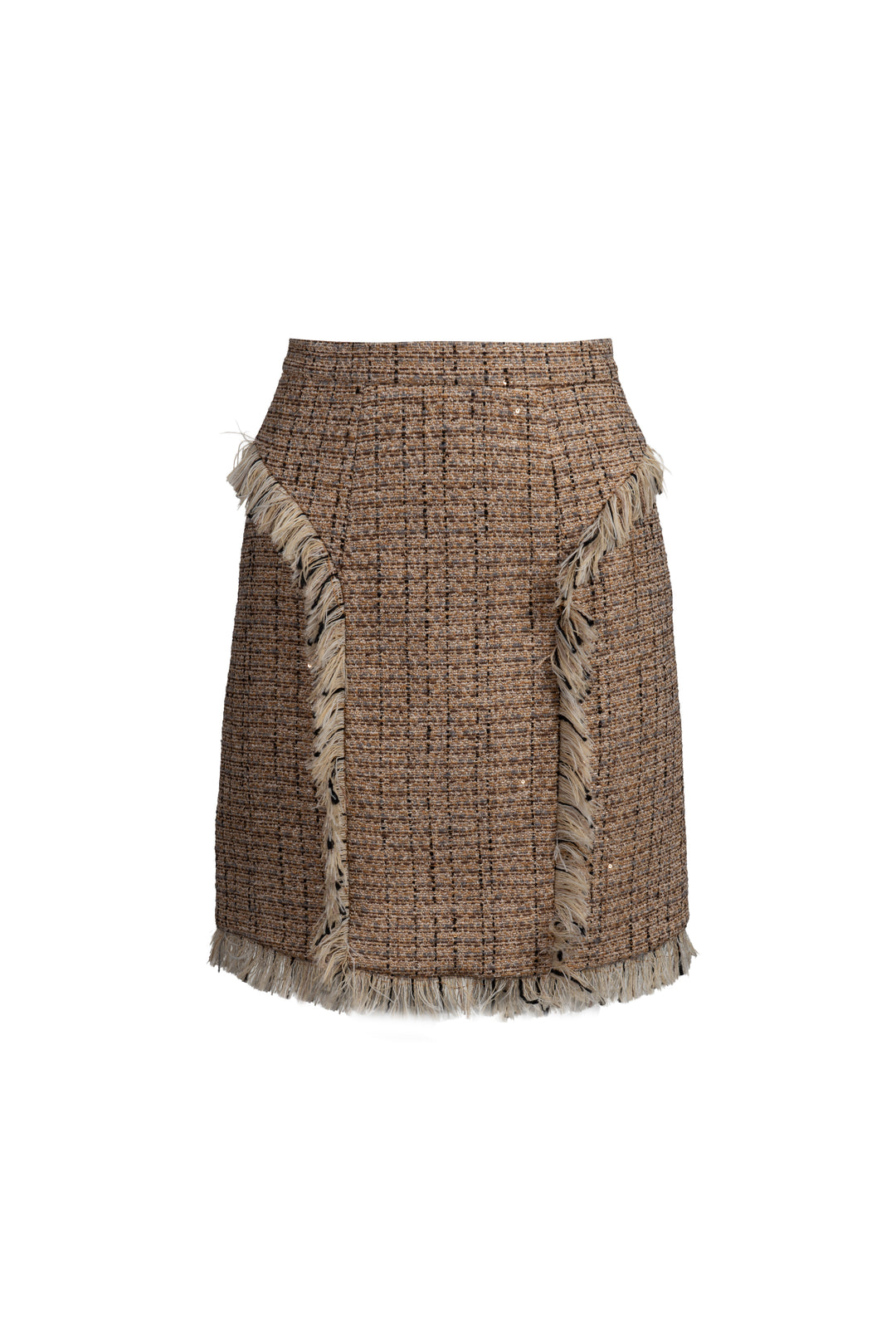 Fringed Tweed Mini Skirt