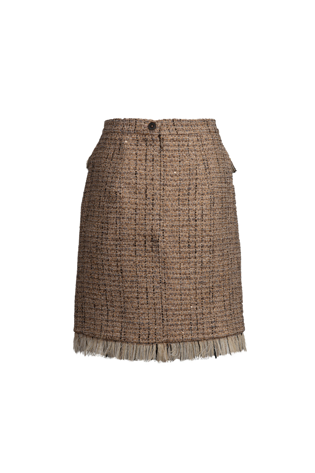 Fringed Tweed Mini Skirt