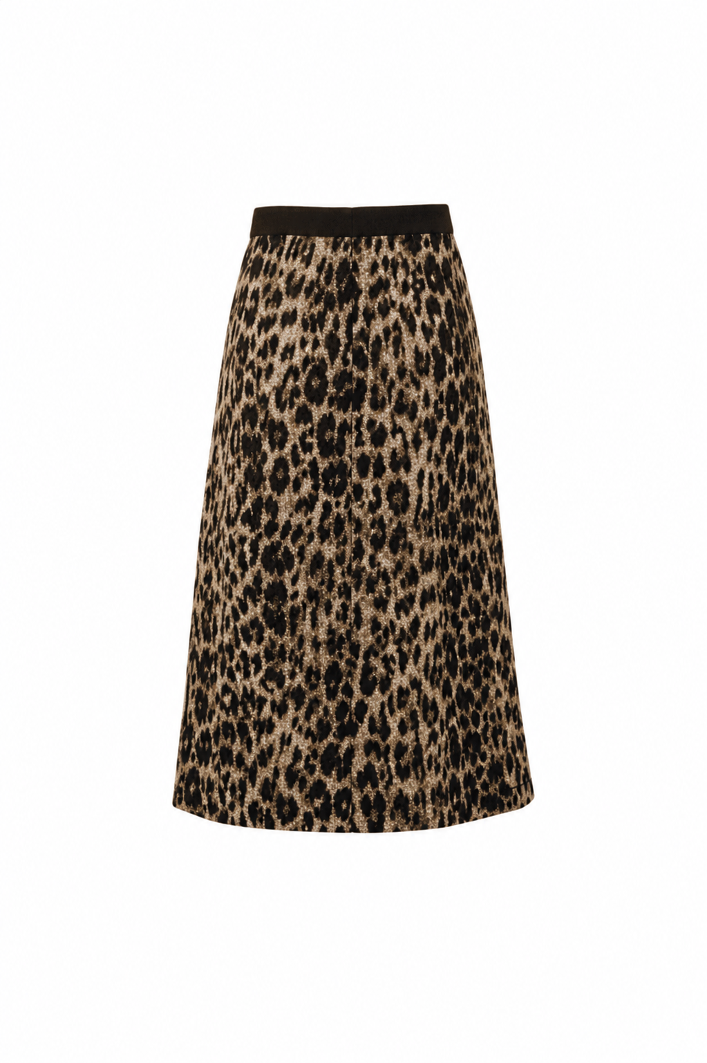 Leopard Panel Pleated Midi Skirt