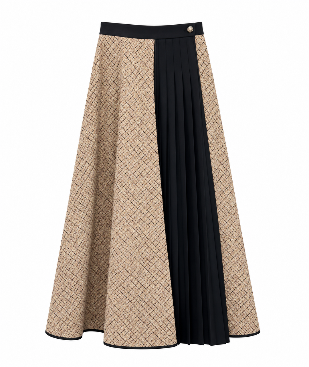 Leopard Panel Pleated Midi Skirt