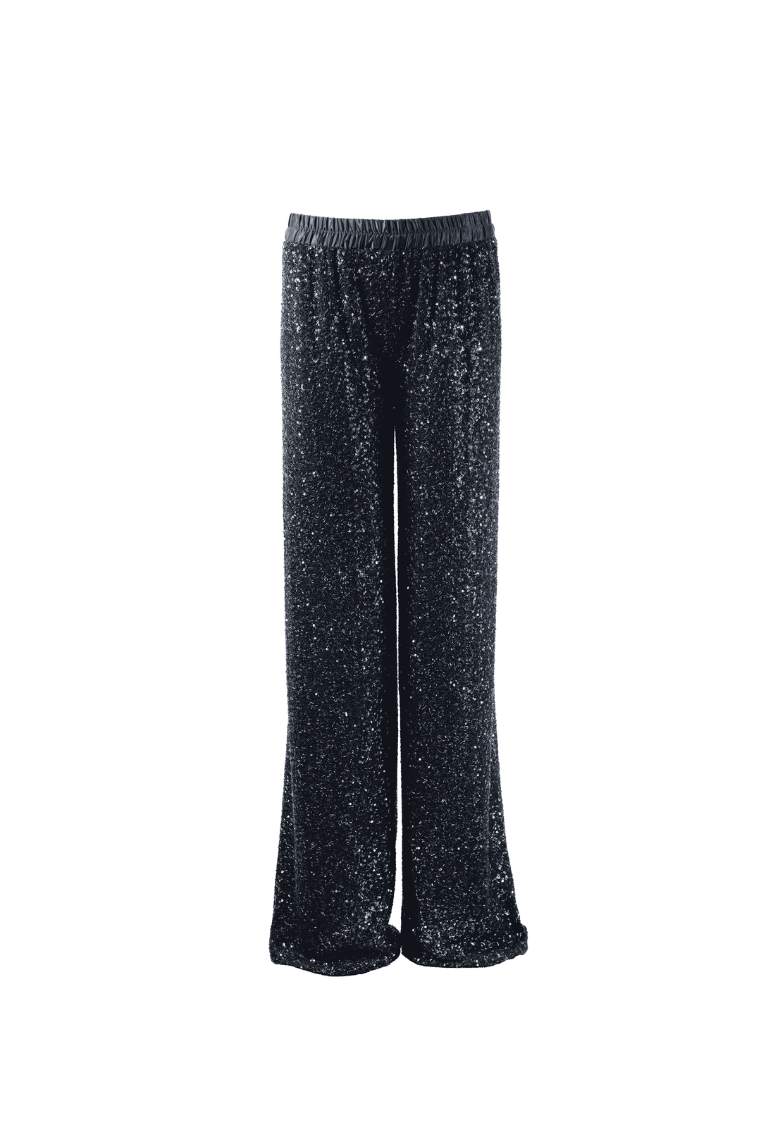 Black Sequin Wide-Leg Trousers