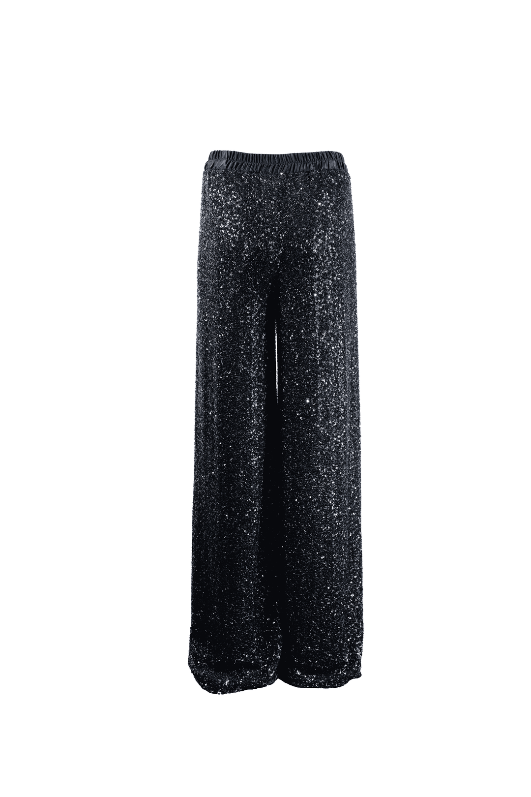 Black Sequin Wide-Leg Trousers