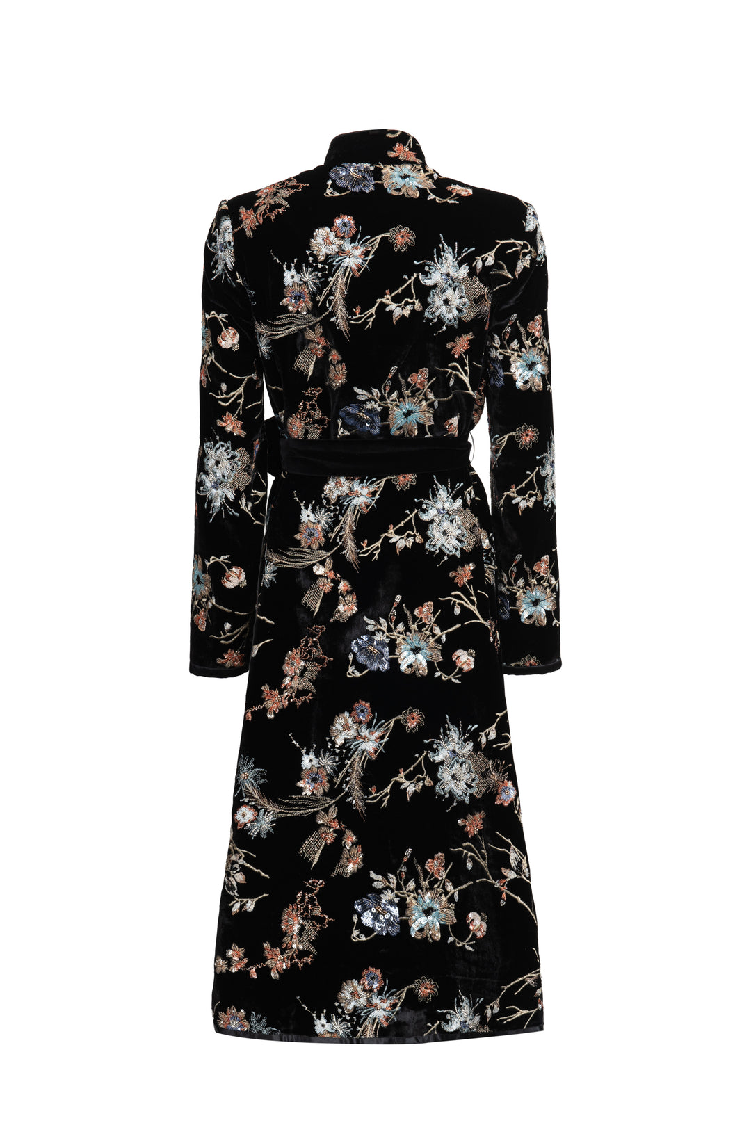 Embroidered Velvet Duster Coat