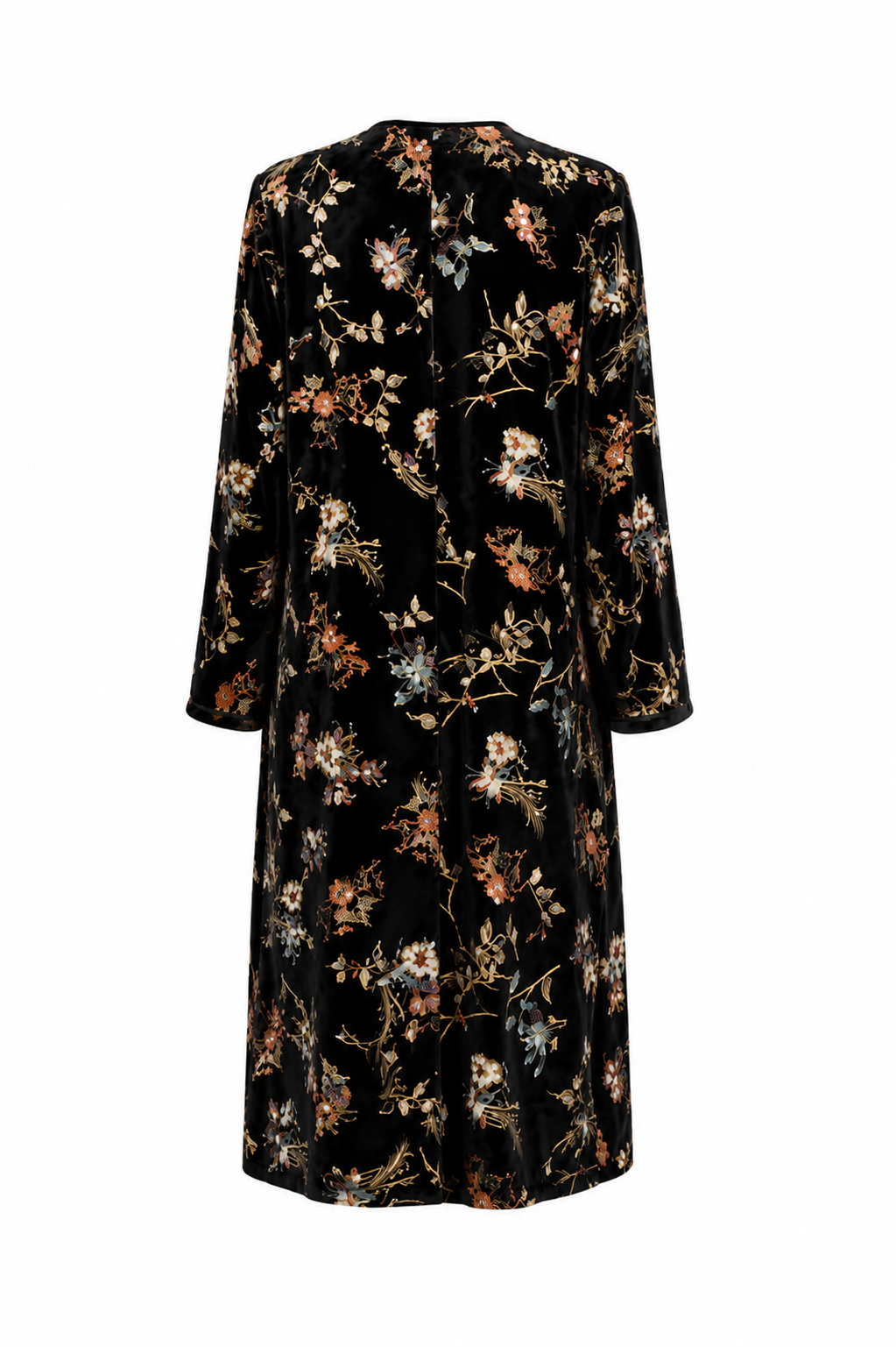 Embroidered Velvet Duster Coat