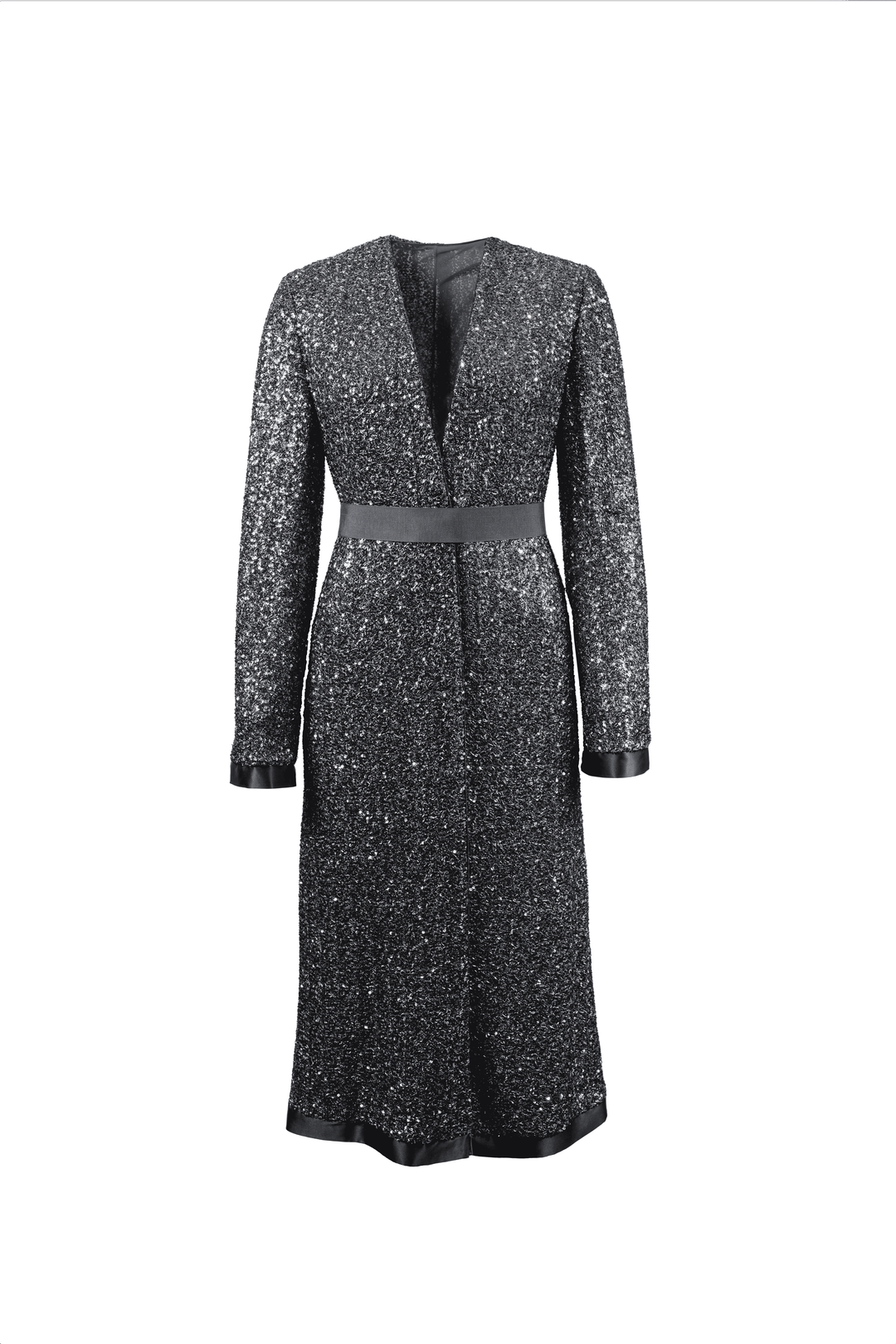 Sequined Duster Coat with Silk Details