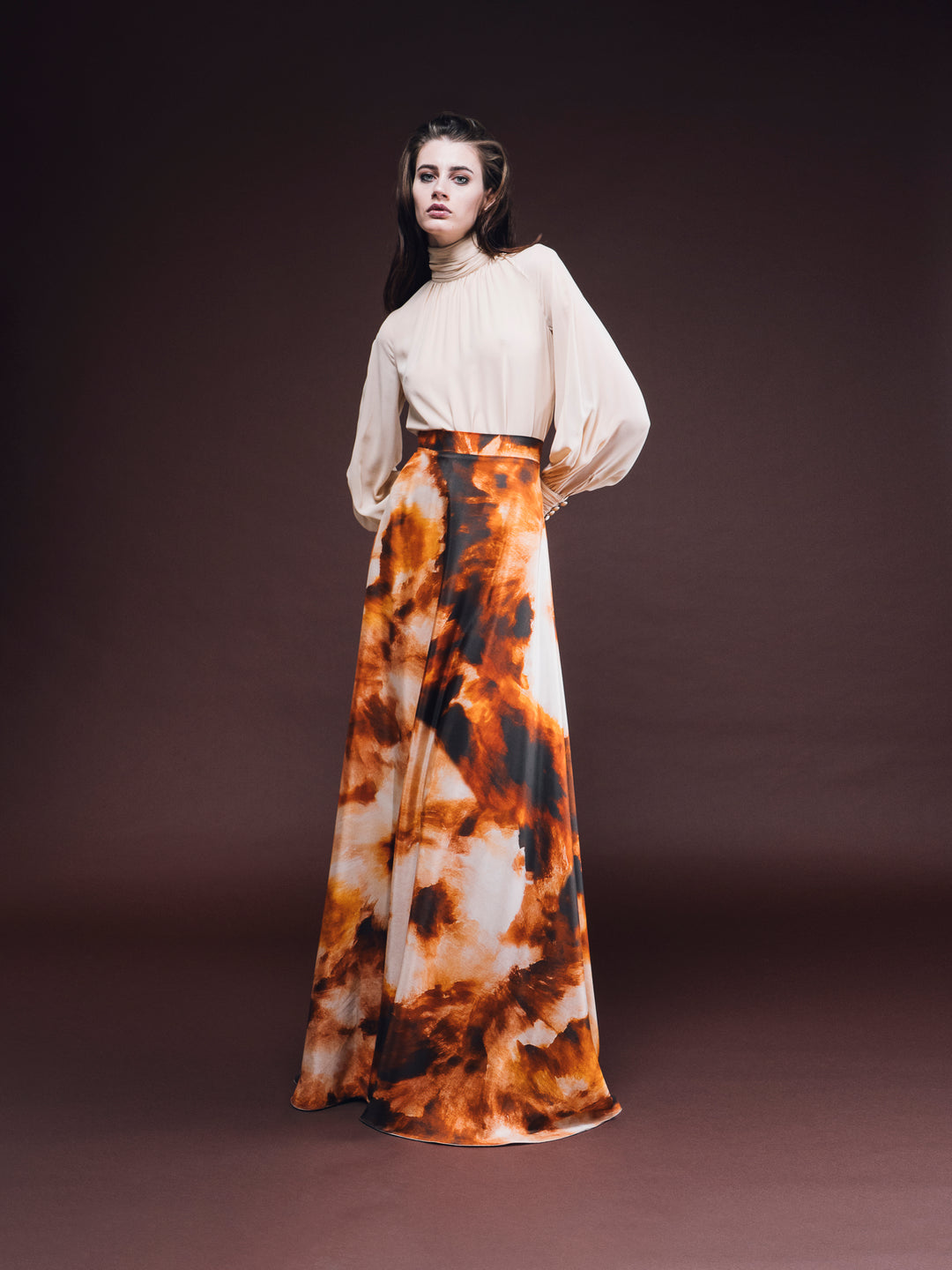 Printed Silk Maxi Skirt