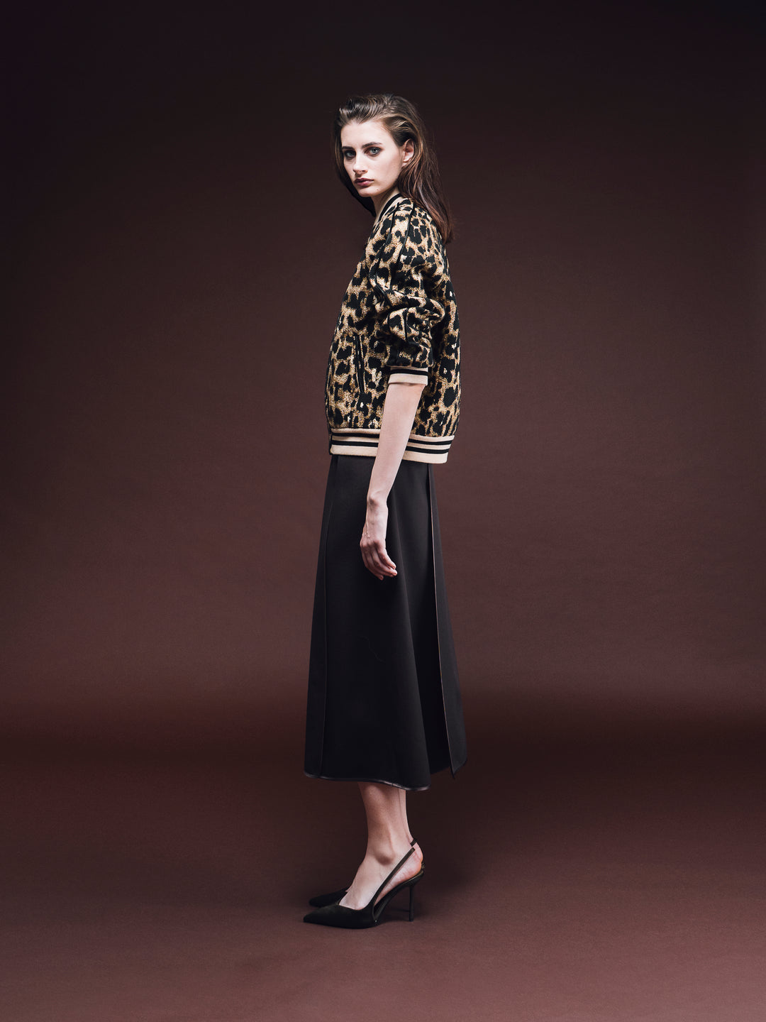 Leopard Jacquard Bomber Jacket