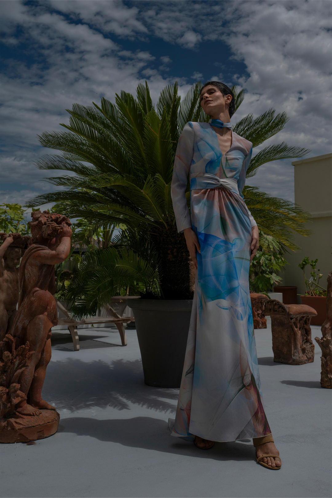 Long Printed Silk Dress