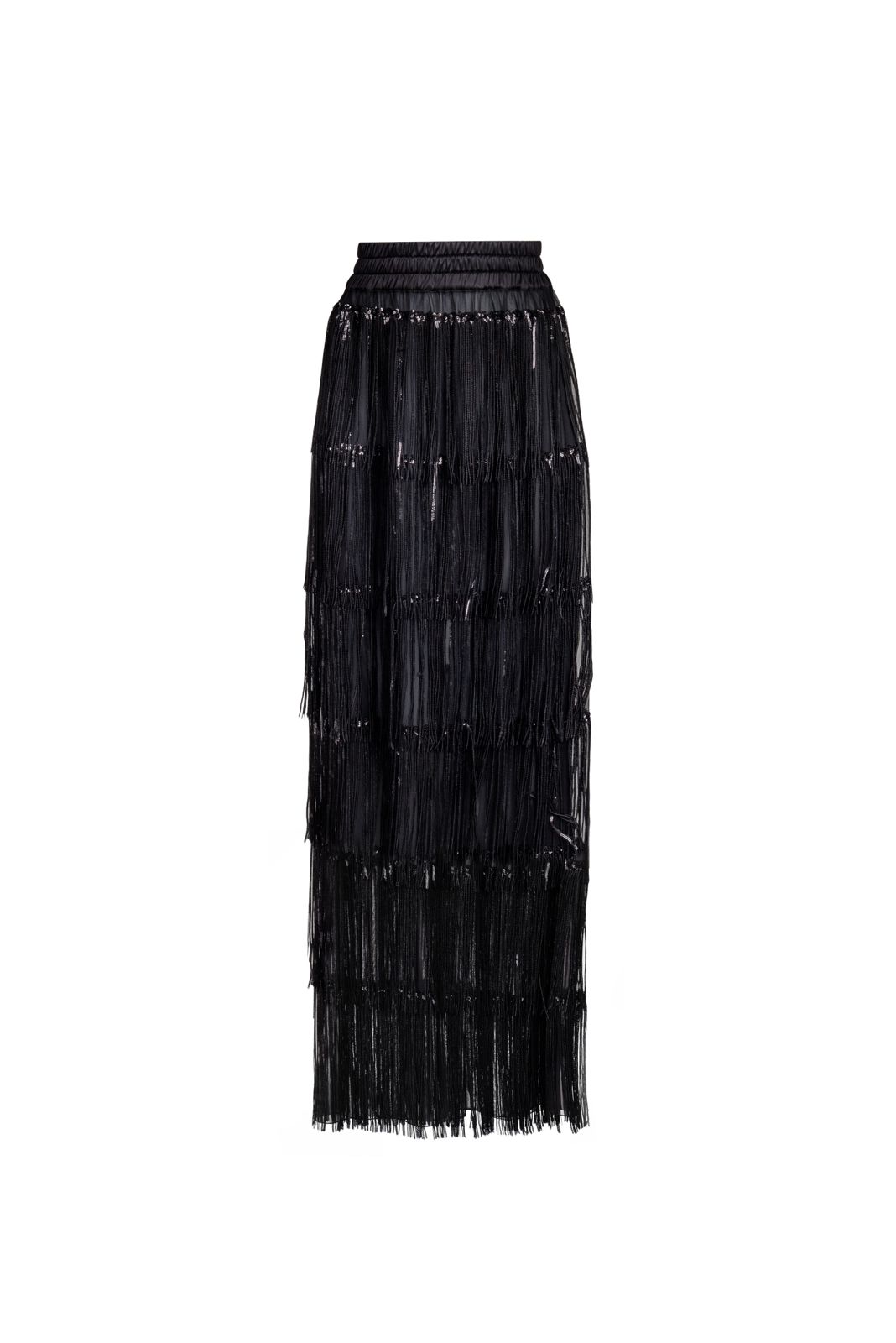 Fringed Sequin Maxi Skirt