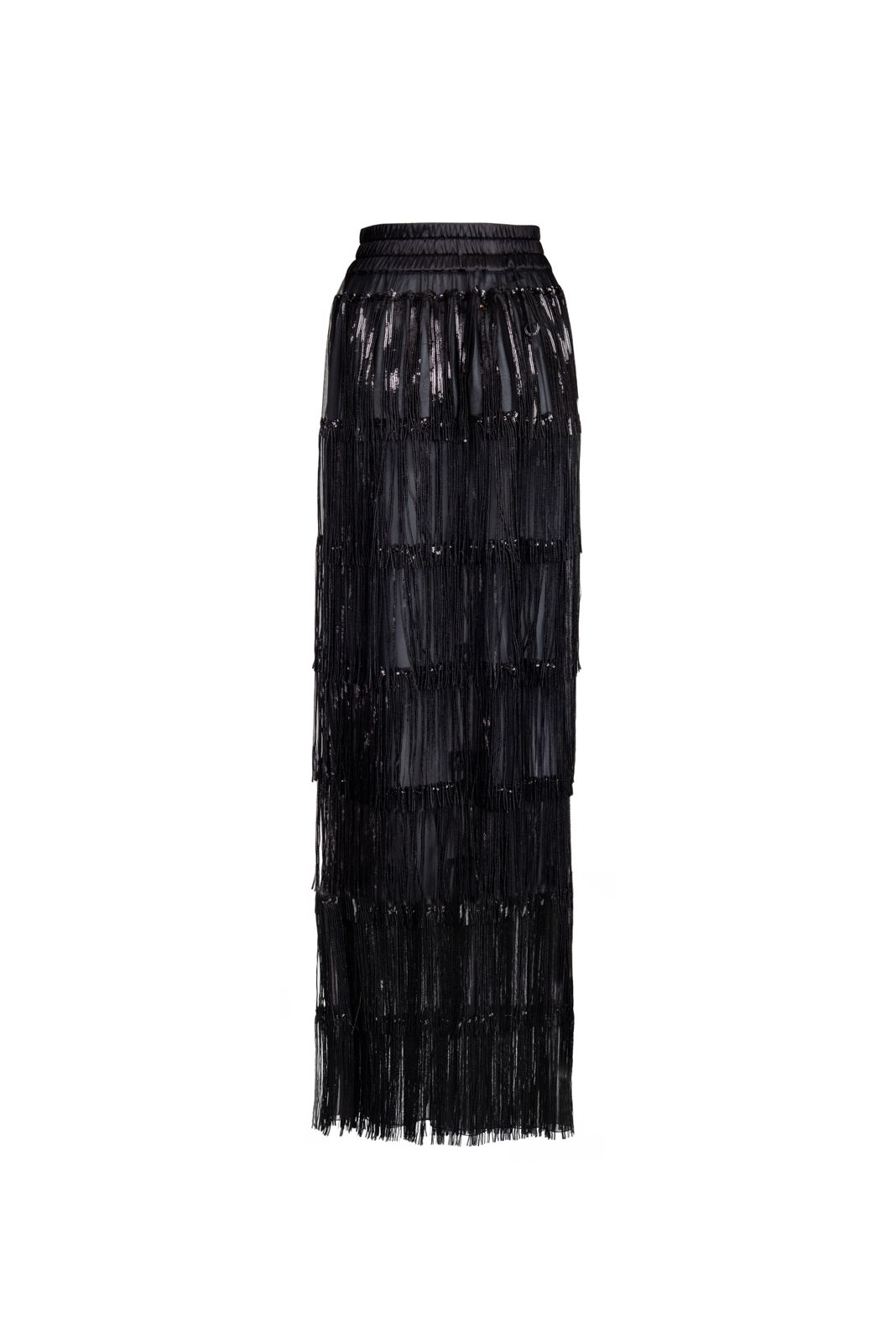 Fringed Sequin Maxi Skirt