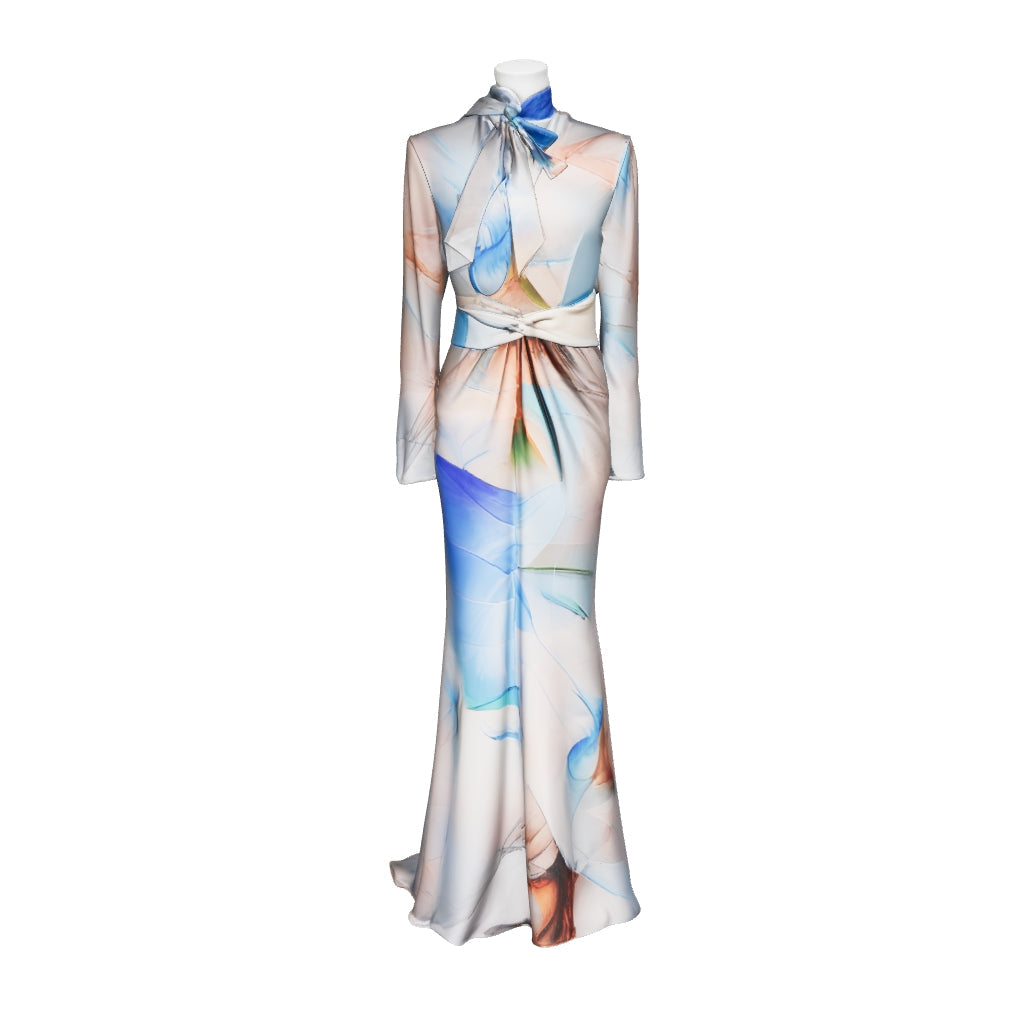 Long Printed Silk Dress