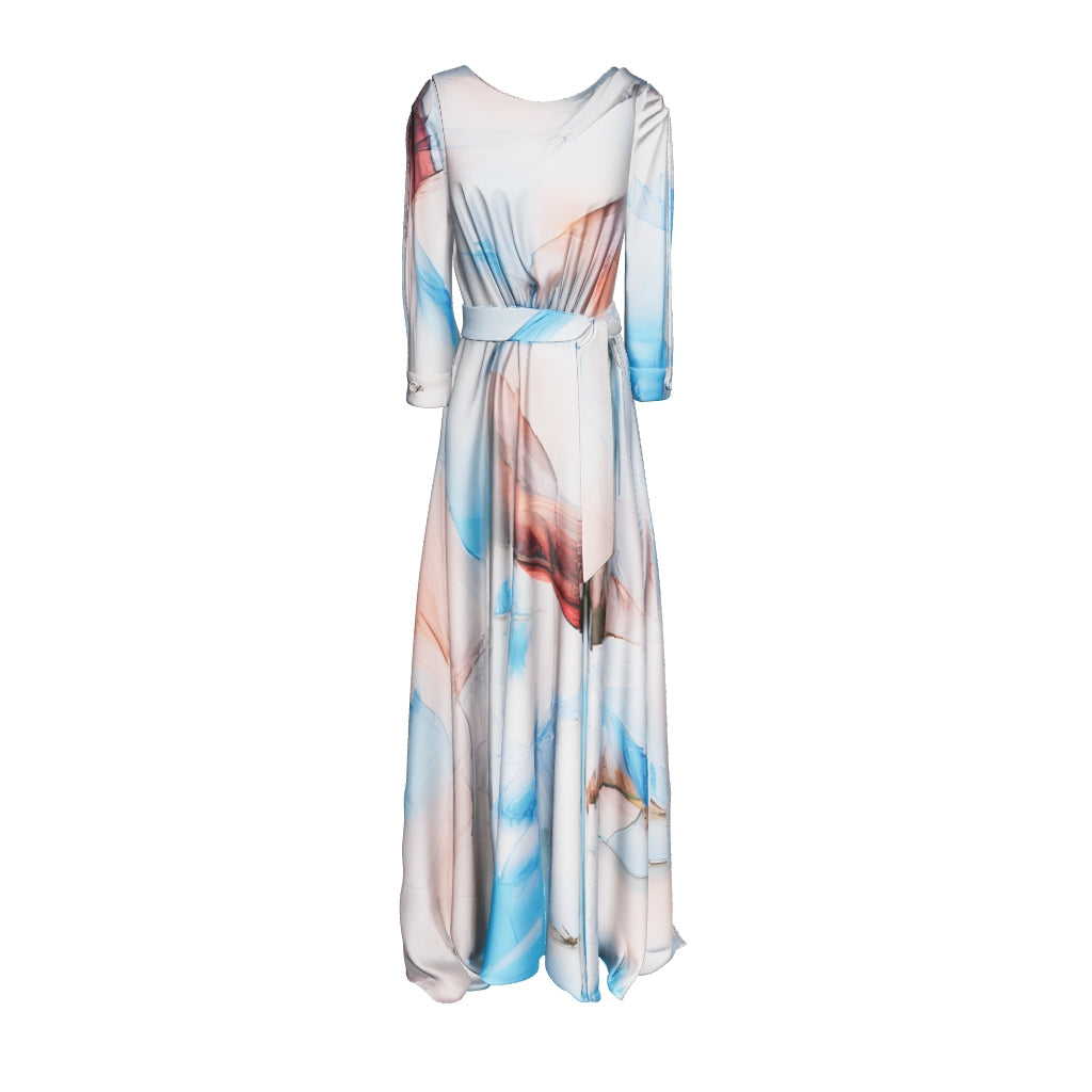 Long Printed Silk Dress