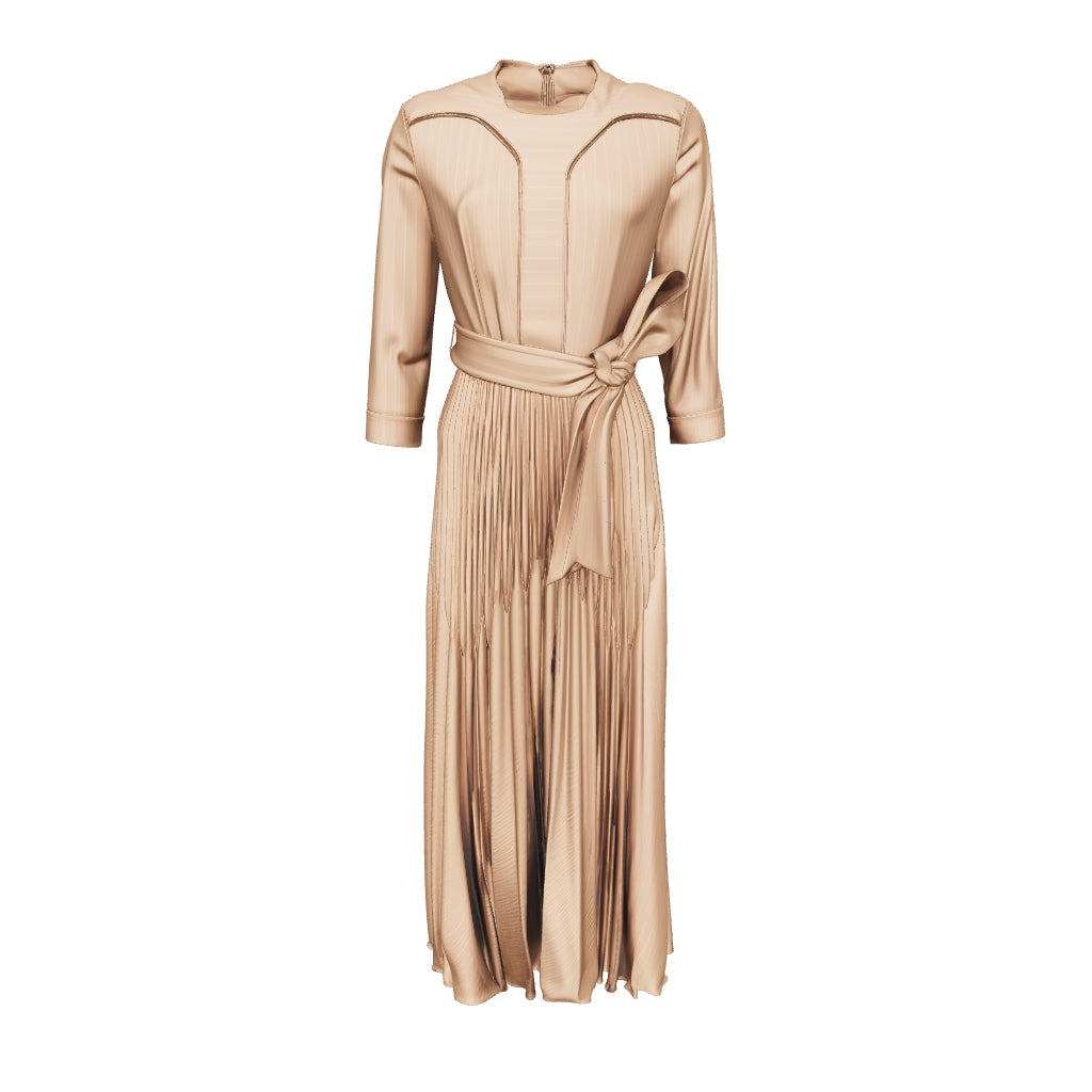 Pleated Brown Dress