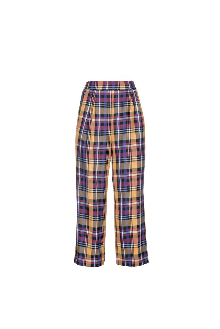 Pantaloni ampi alla caviglia tartan
