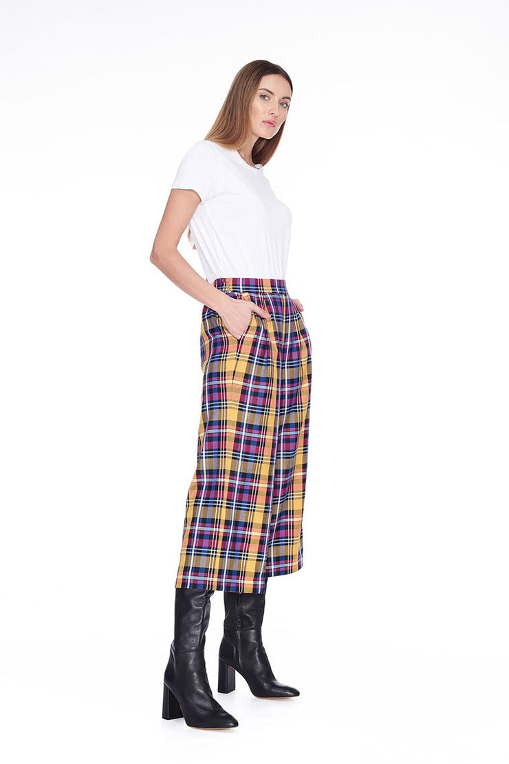 Pantaloni ampi alla caviglia tartan