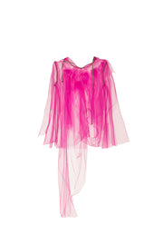 Blusa origami in tulle fluo